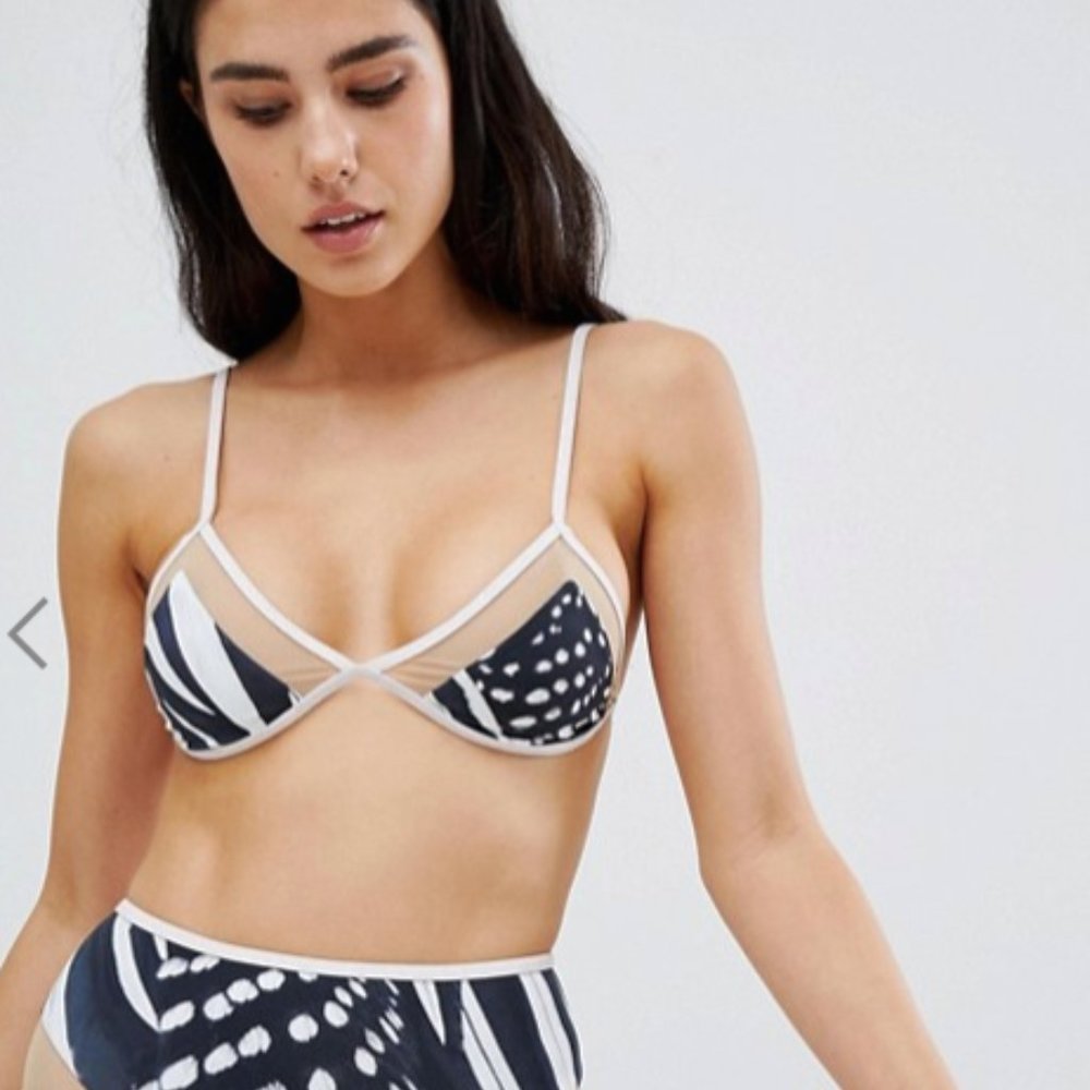 NWT Revel Rey Mesh Bikini Top w/rose gold trim
